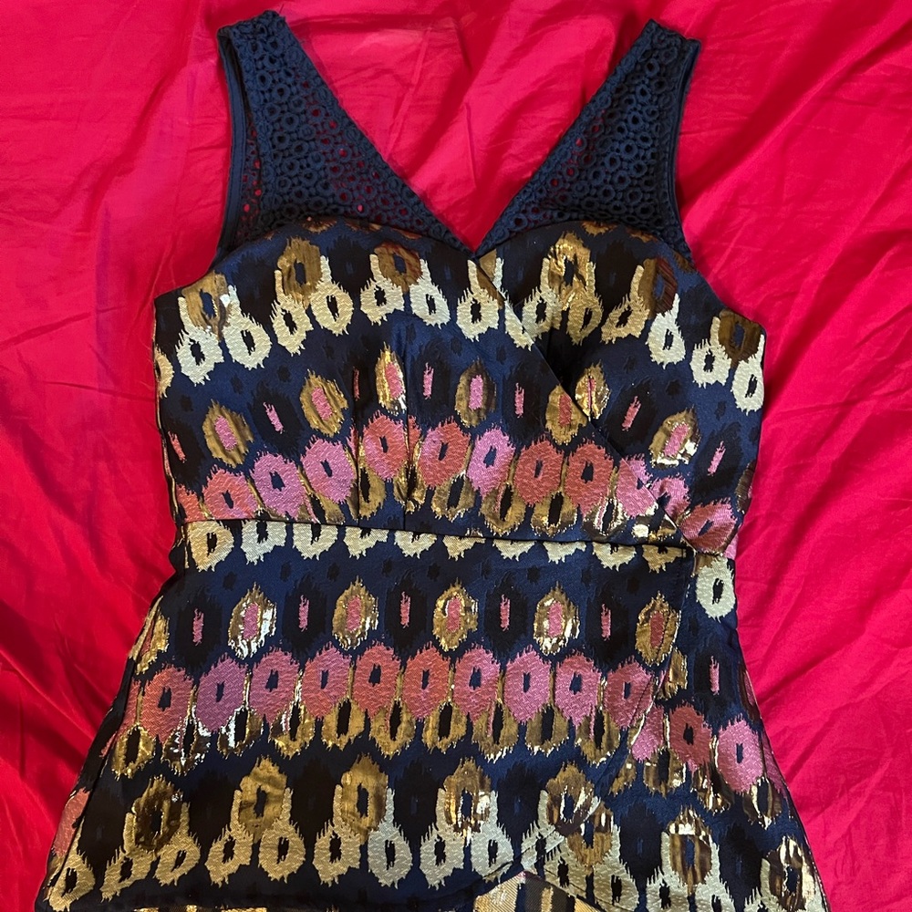 Anthropologie HD in Paris Yana Jacquard Peplum Top Size 0